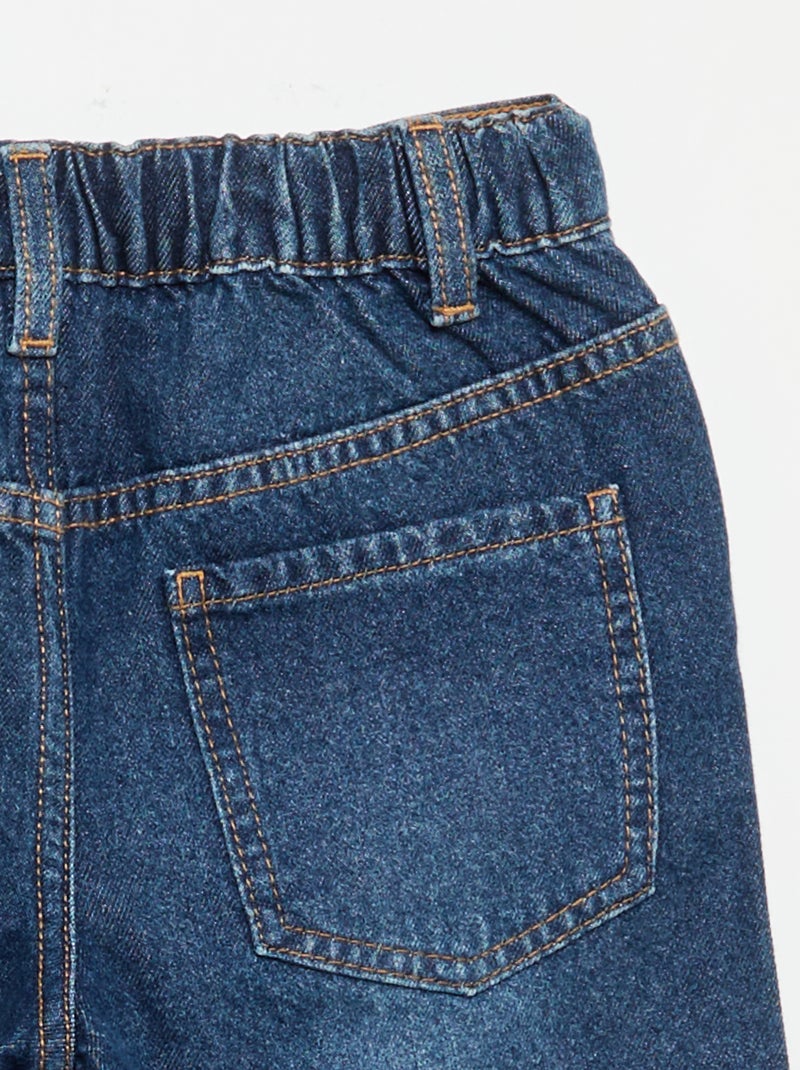 Calças wide leg com bordados Azul - Kiabi