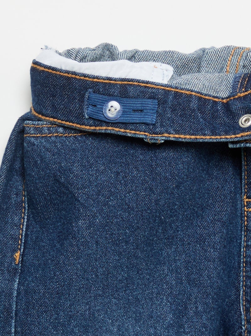 Calças wide leg com bordados Azul - Kiabi