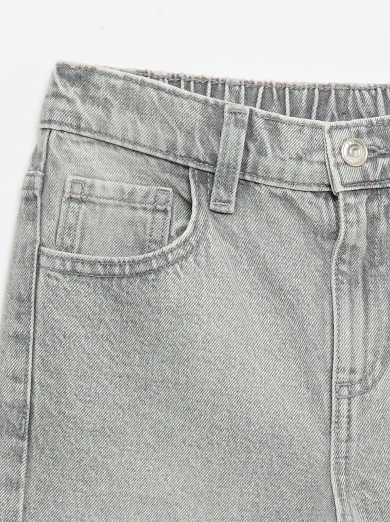 Calças wide leg com bordados Cinza - Kiabi