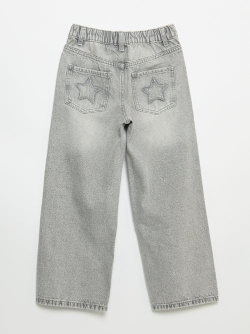 Calças wide leg com bordados - Kiabi