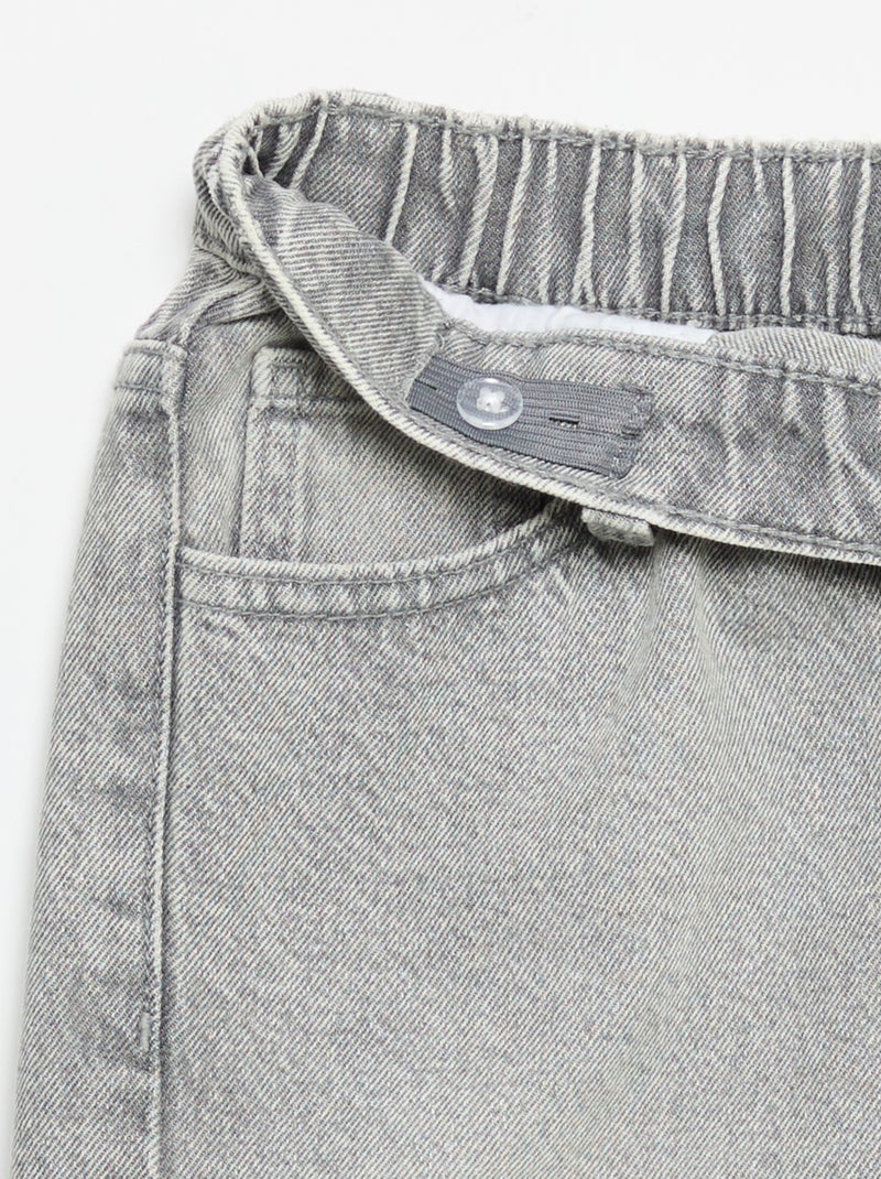 Calças wide leg com bordados Cinza - Kiabi
