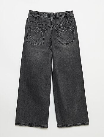 Calças wide leg com bordados