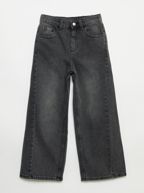 Calças wide leg com bordados - Kiabi