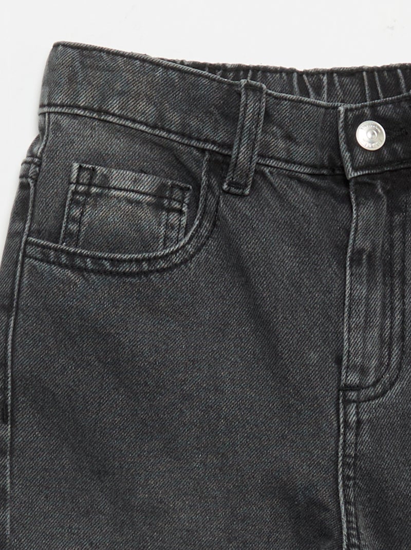 Calças wide leg com bordados Cinza - Kiabi