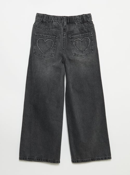 Calças wide leg com bordados - Kiabi