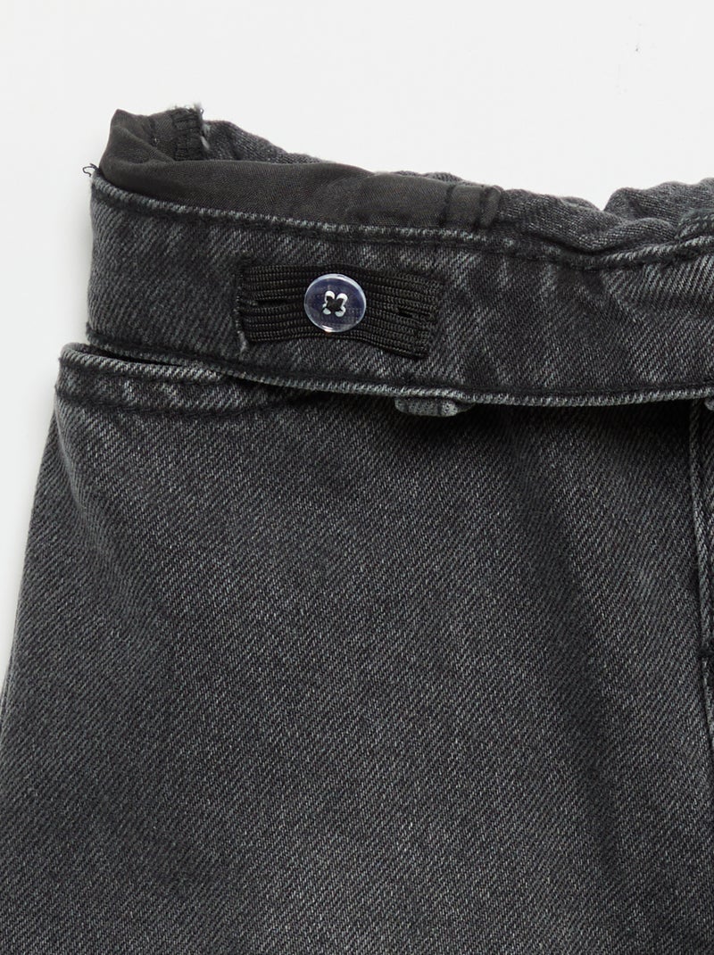 Calças wide leg com bordados Cinza - Kiabi