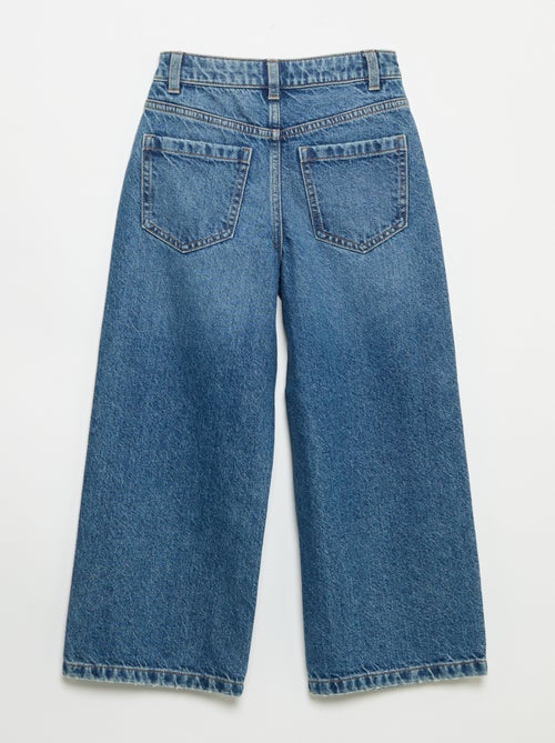 Calças wide leg com bordados de corações - Kiabi