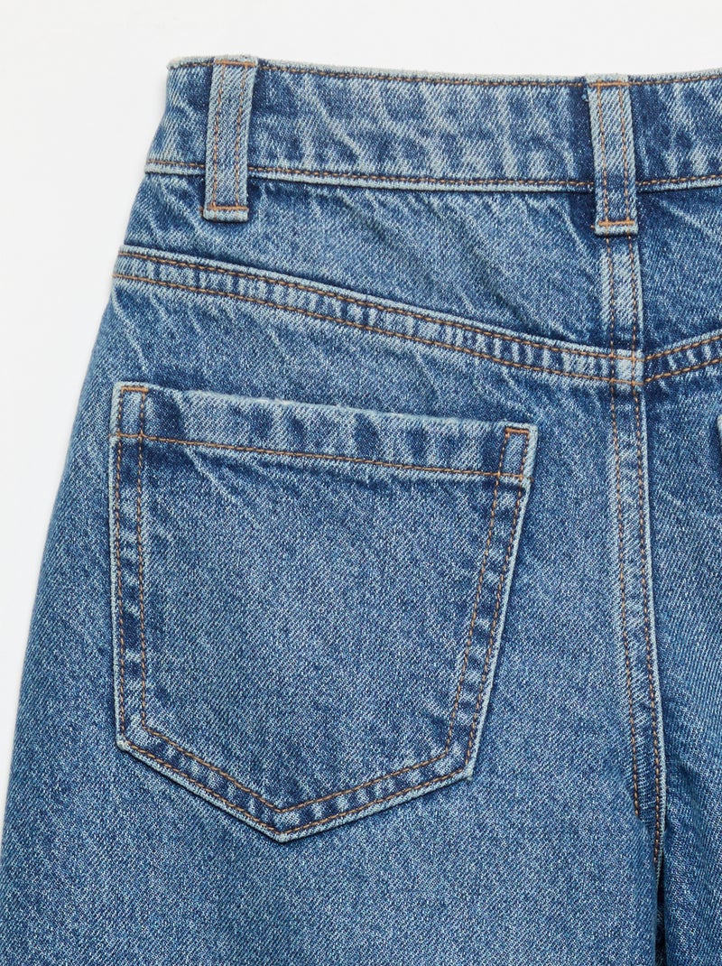 Calças wide leg com bordados de corações Azul - Kiabi
