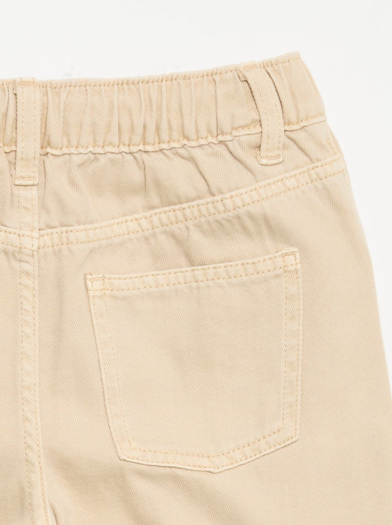 Calças wide leg com cintura ajustável Bege - Kiabi