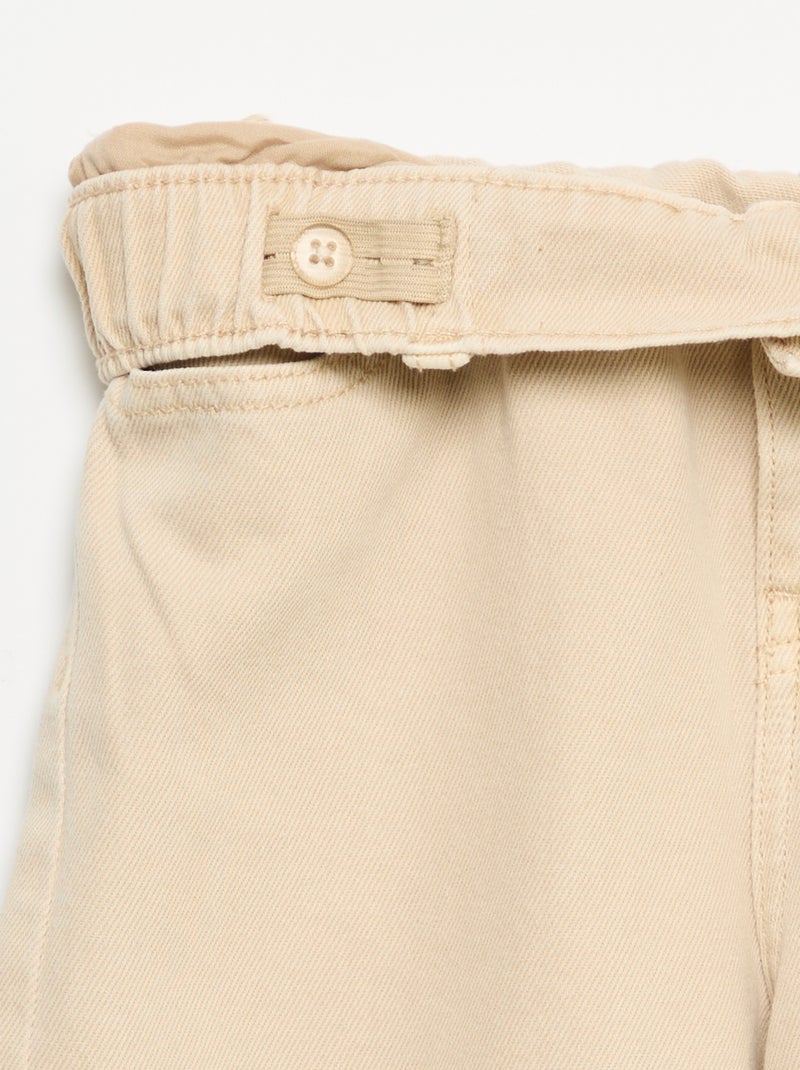 Calças wide leg com cintura ajustável Bege - Kiabi