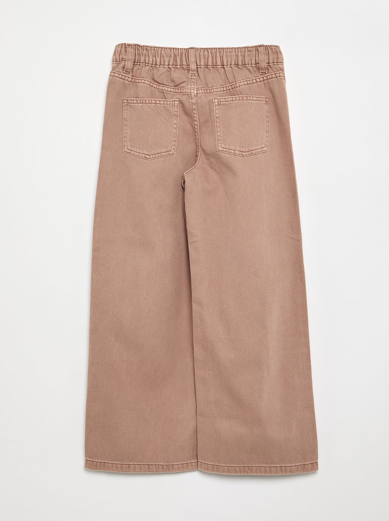 Calças wide leg com cintura ajustável Castanho - Kiabi