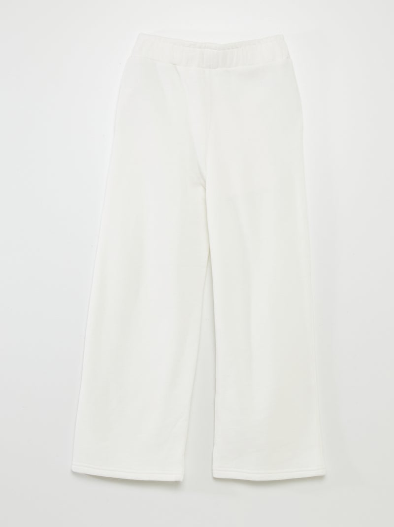 Calças wide leg com cintura elástica Branco - Kiabi