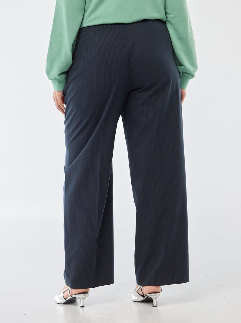Calças wide leg com cintura subida Azul - Kiabi