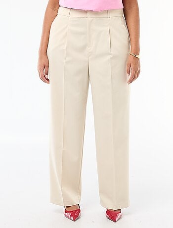 Calças wide leg com cintura subida