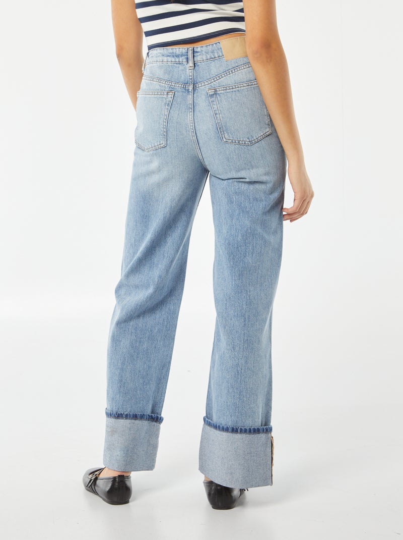 Calças wide leg com dobra larga na base AZUL - Kiabi