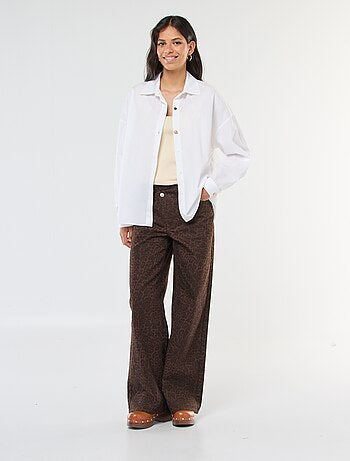 Calças wide leg com estampado de leopardo