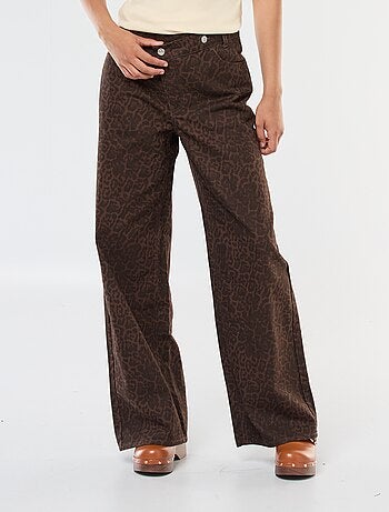 Calças wide leg com estampado de leopardo