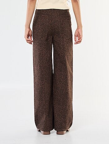 Calças wide leg com estampado de leopardo