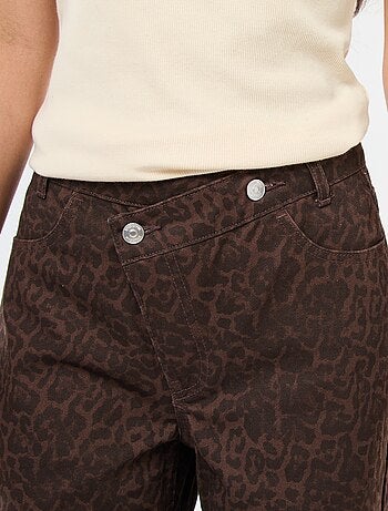 Calças wide leg com estampado de leopardo