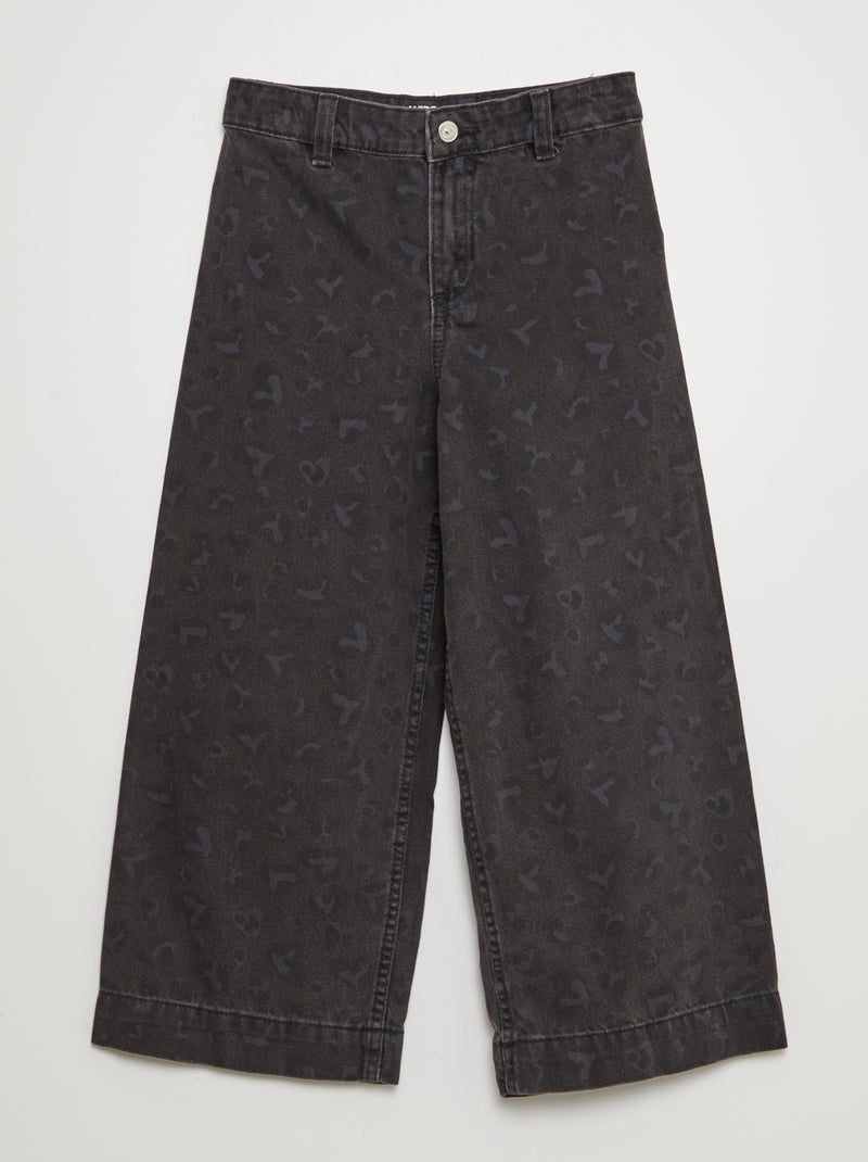 Calças wide-leg com estampado leopardo CINZA - Kiabi