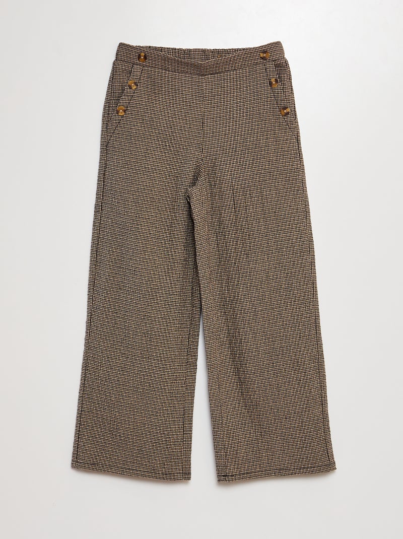Calças wide-leg com motivo pied-de-puce PRETO - Kiabi