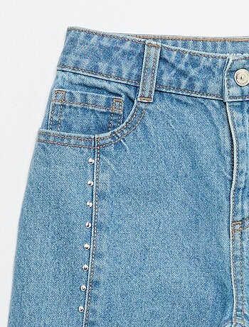 Calças wide leg / corte largo com tachas fantasia