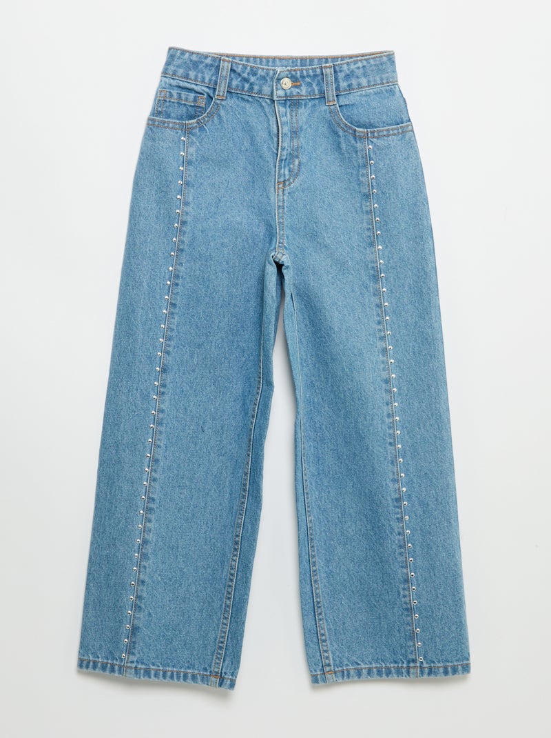 Calças wide leg / corte largo com tachas fantasia Azul - Kiabi