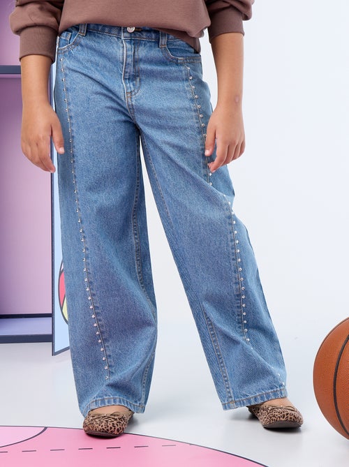 Calças wide leg / corte largo com tachas fantasia - Kiabi Calças wide leg / corte largo com tachas fantasia - Kiabi
