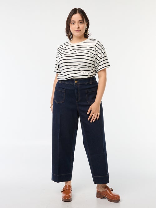 Calças wide-leg cropped - Kiabi