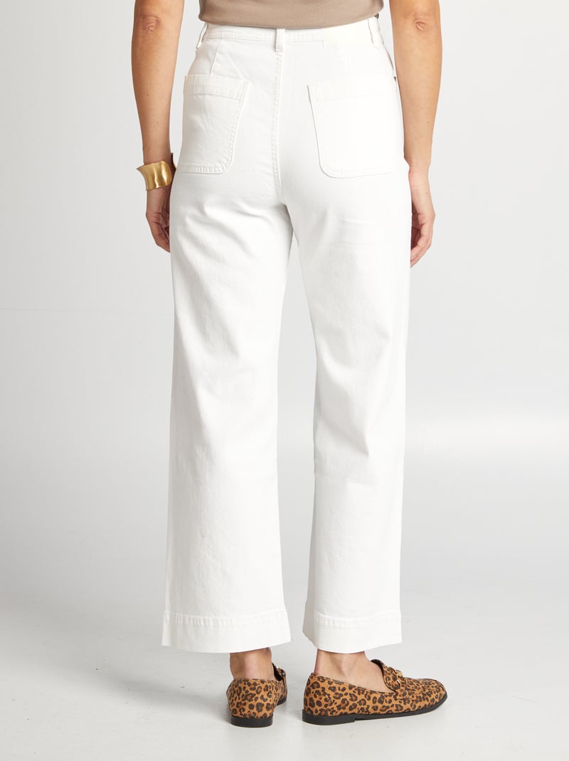 Calças wide-leg cropped Branco - Kiabi