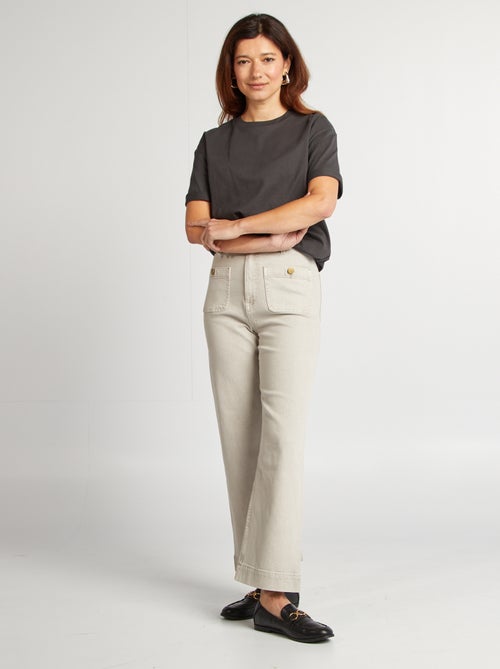 Calças wide-leg cropped - Kiabi