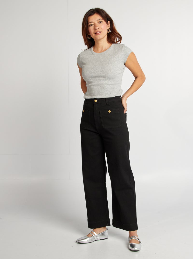 Calças wide-leg cropped PRETO - Kiabi