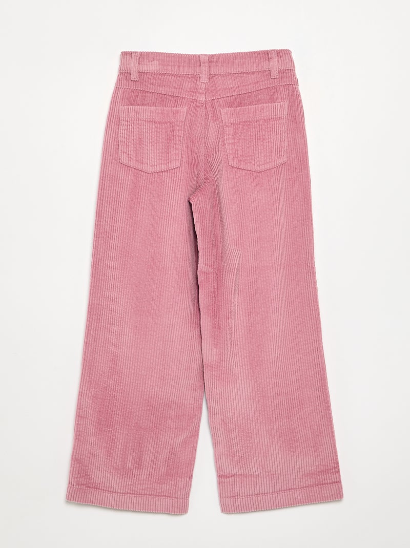 Calças wide leg de veludo canelado Rosa - Kiabi