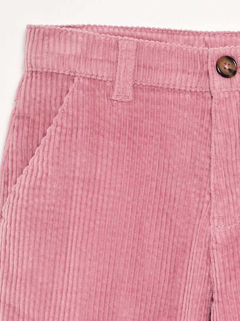 Calças wide leg de veludo canelado Rosa - Kiabi