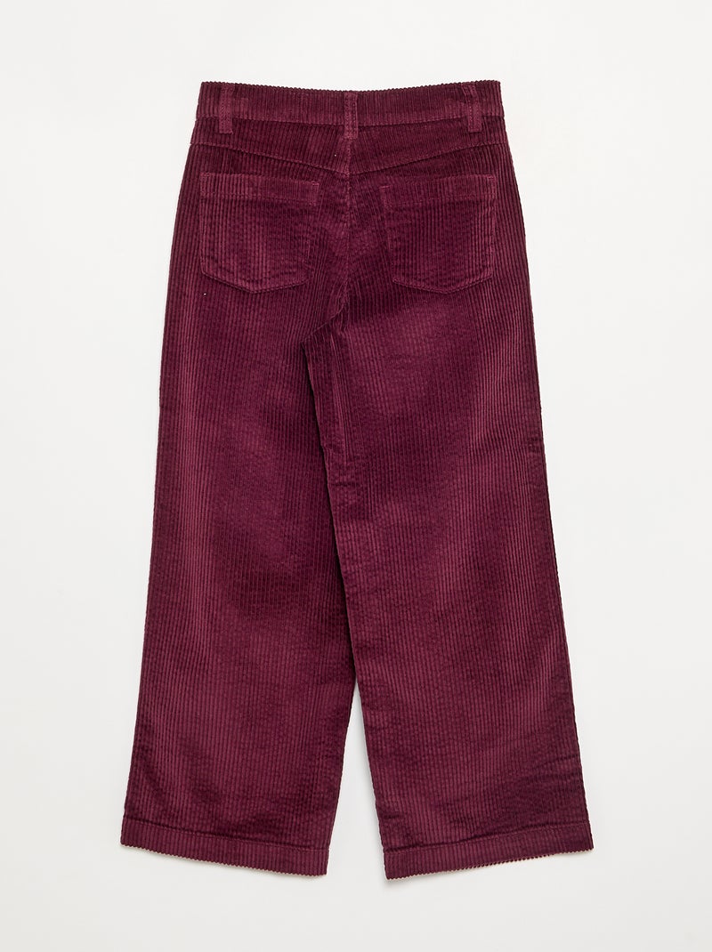 Calças wide leg de veludo canelado Rosa - Kiabi