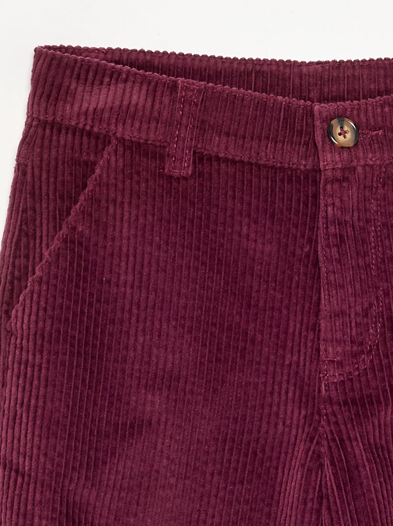 Calças wide leg de veludo canelado Rosa - Kiabi