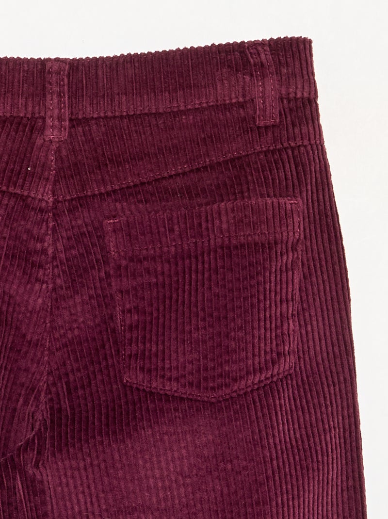 Calças wide leg de veludo canelado Rosa - Kiabi