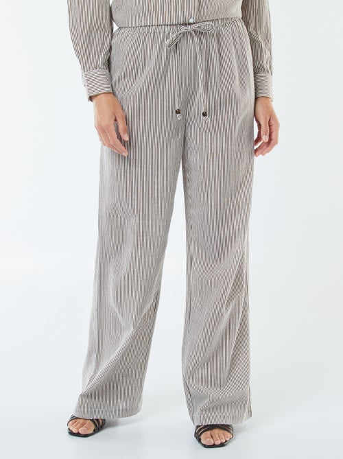 Calças wide leg em linho misturado - Kiabi