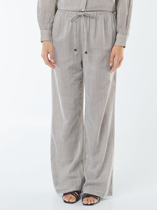 Calças wide leg em linho misturado - Kiabi