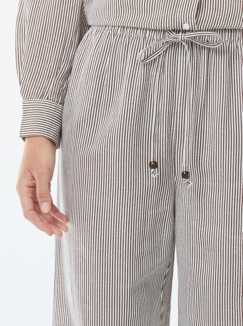 Calças wide leg em linho misturado - Kiabi