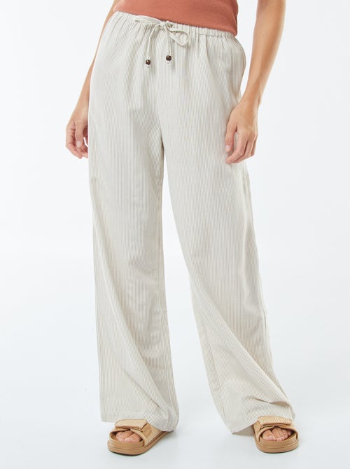 Calças wide leg em linho misturado - Kiabi