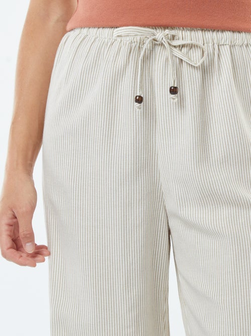 Calças wide leg em linho misturado - Kiabi