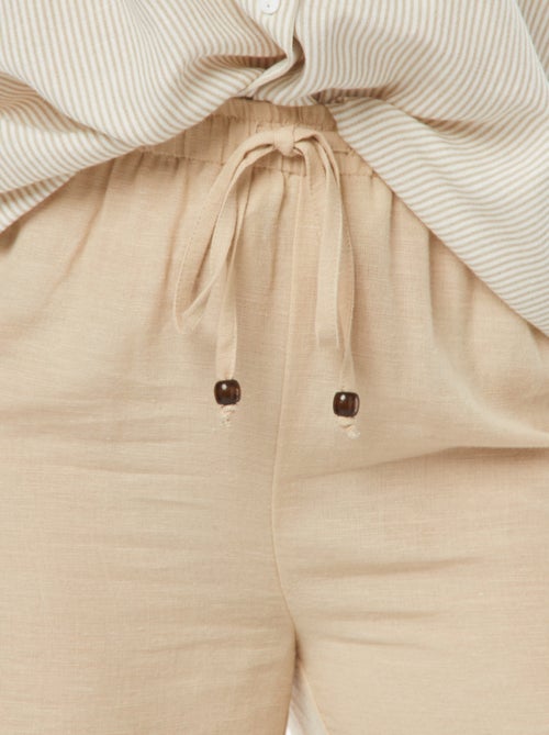 Calças wide leg em linho misturado - Kiabi