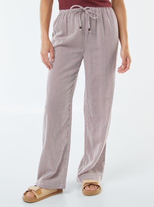 Calças wide leg em linho misturado - Kiabi