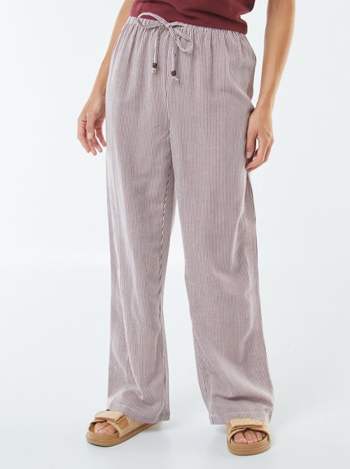 Calças wide leg em linho misturado - Kiabi