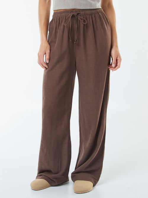 Calças wide leg em linho misturado - Kiabi