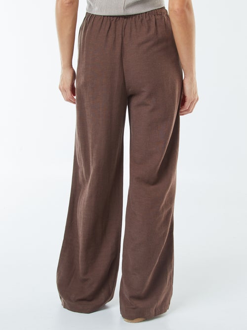 Calças wide leg em linho misturado - Kiabi