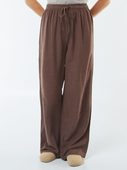 Calças wide leg em linho misturado - Kiabi