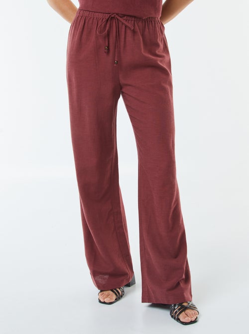 Calças wide leg em linho misturado - Kiabi