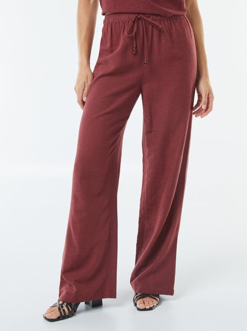 Calças wide leg em linho misturado - Kiabi